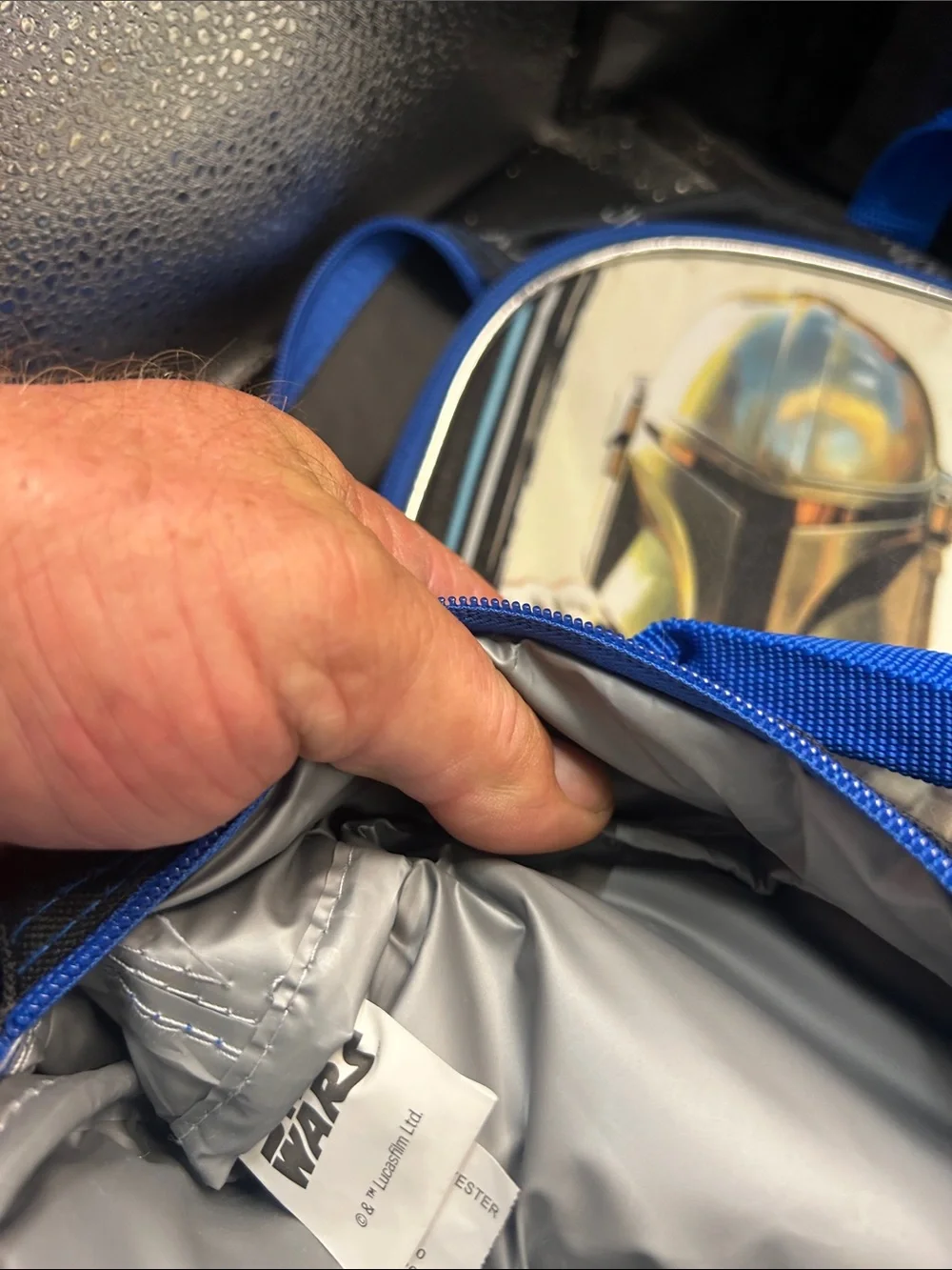 Star Wars The Mandalorian Blue Kids Backpack with Grogu Front Pocket